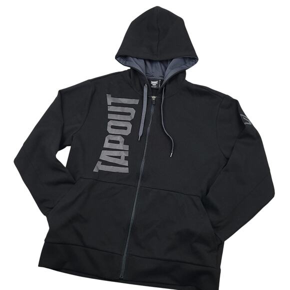 Tapout Men’s Full Zip Hoodie Size Large Black Sweatshirt MMA Grunge Y2K EUC - Picture 1 of 12